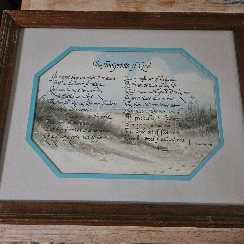 The footprints of God art print framed 15x12